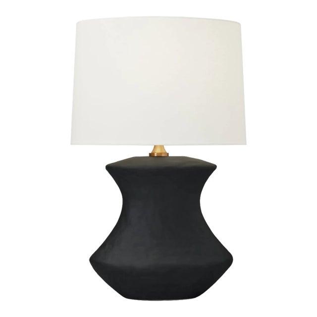 Hable By Visual Comfort Studio Bone Table Lamp in Rough Black Ceramic For Sale
