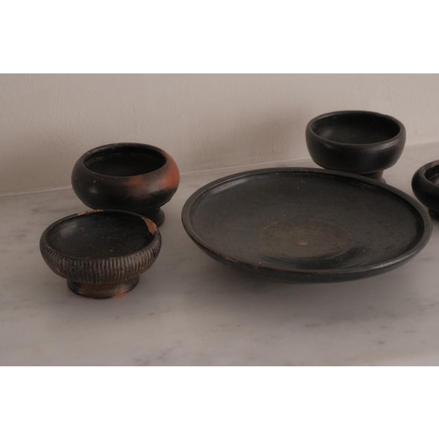 Black Antique Greek Earthenware Bowls, Set of 5 For Sale - Image 8 of 8