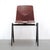 Elegant cherry colored pagwood industrial dining chairs, on stackable, espresso color enameled metal frames by Elmar...
