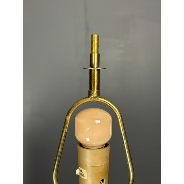 Khaki Pencil Reed Rattan Bamboo and Brass Table Lamp, Italy, 1970s For Sale - Image 8 of 17