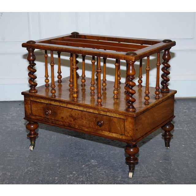 A superb vintage burl walnut Canterbury magazine/musical score stand, styled in the classic Victorian tradition. The...