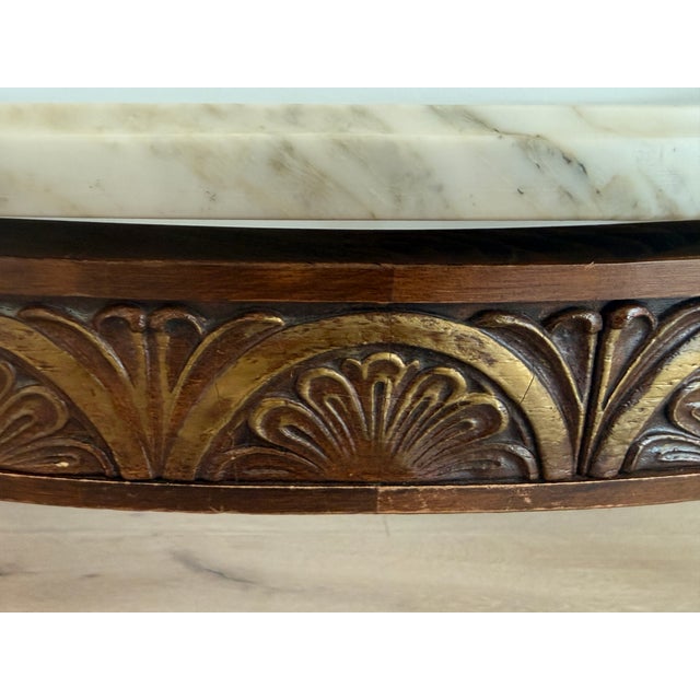Vintage Neoclassical Three-Piece Marble Coffee Table With Hand-Carved Wood Base For Sale - Image 12 of 18