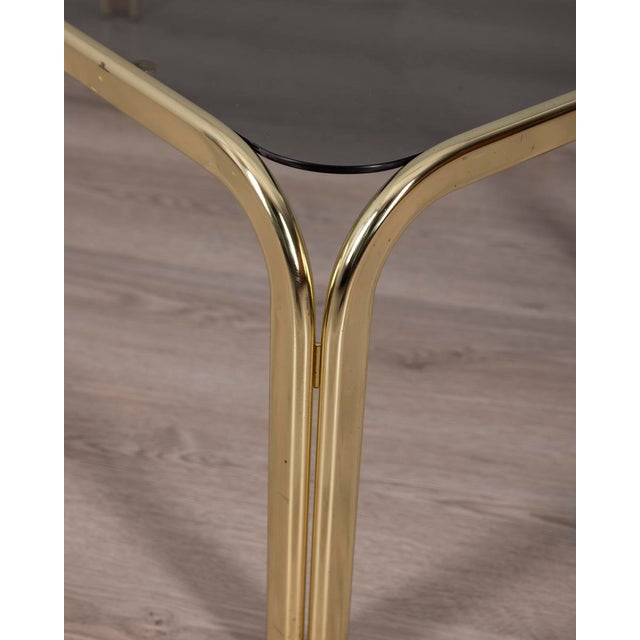 Metal Vintage Italian Coffee Table in Gilt Brass and Smoked Glass, 1970s For Sale - Image 7 of 8