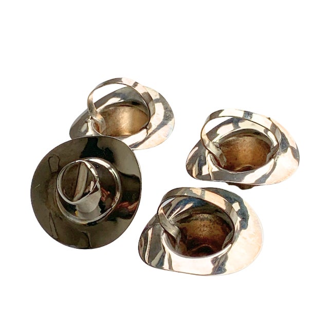 Vintage Silver-Tone Cowboy Hat Napkin Rings, Set of Four For Sale - Image 4 of 4