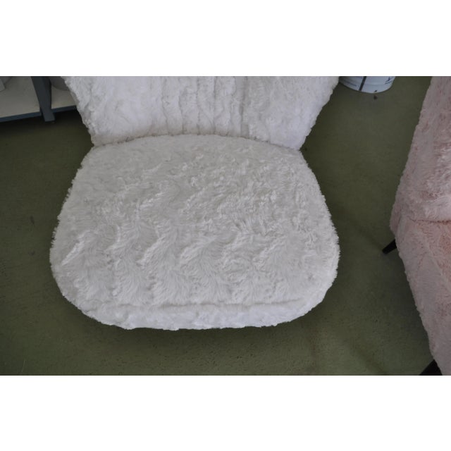 Set of White Faux Fur Cocktail Chairs For Sale - Image 4 of 9
