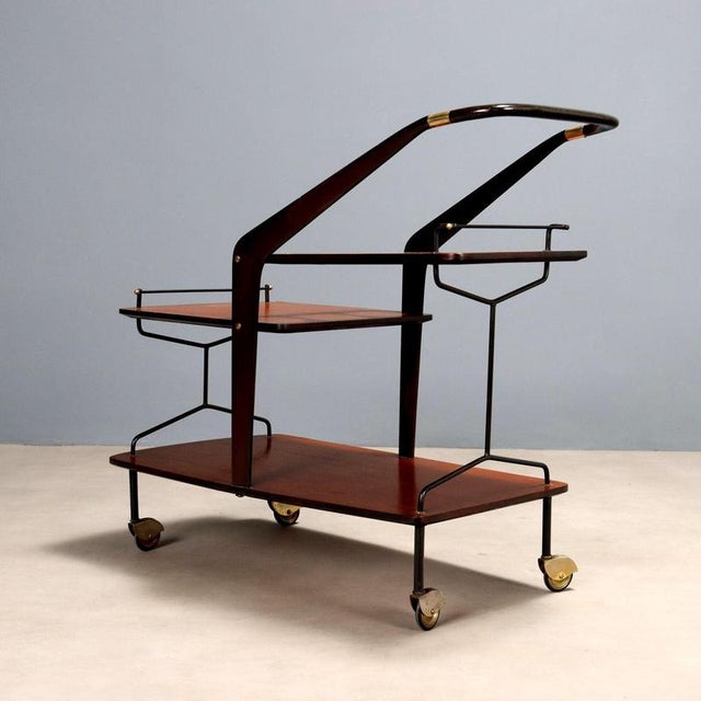 Brown Vintage Bar Cart in Teak, 1960s For Sale - Image 8 of 9