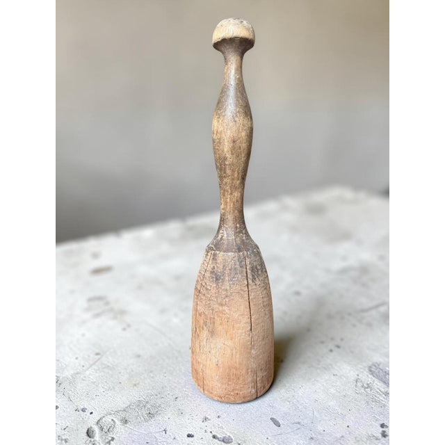 Pair of Early 20th Century Primitive Wooden Kitchen Utensils Paddle Pestle For Sale - Image 11 of 13