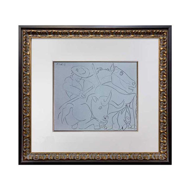 Blue Pablo Picasso Linogravure Limited Edition "La Pique Cassee" 1959 W/Frame For Sale - Image 8 of 8