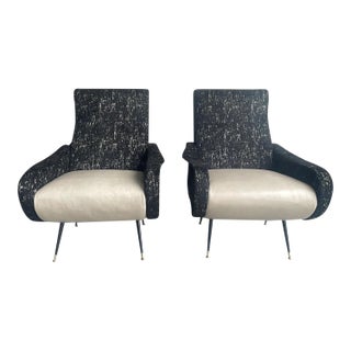 Modern Italian Lounge Chairs in the Style of Marco Zanuso - a Pair For Sale