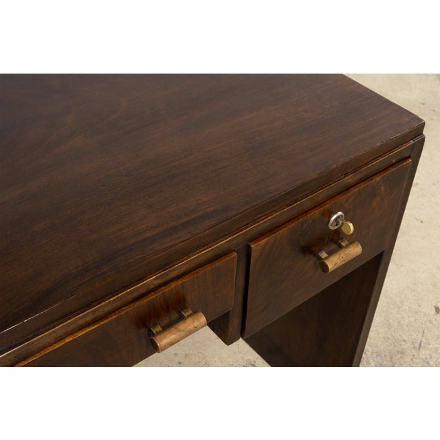 1930s French Art Deco Walnut Writing Desk For Sale - Image 14 of 18
