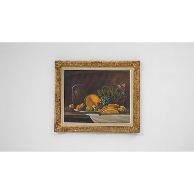 Traditional 20th Century Belgian Still Life Fruit Painting in Gilded Wood Frame For Sale - Image 3 of 18