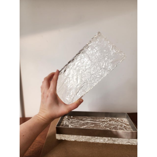 Mid-Century Modern Willy Rizzo Style Lucite Ice Box, Mid Century Modern Lucite Chrome Decorative Box, Hollywood Regency Jewelry Box, Vintage Modernist Desk Box For Sale - Image 3 of 18