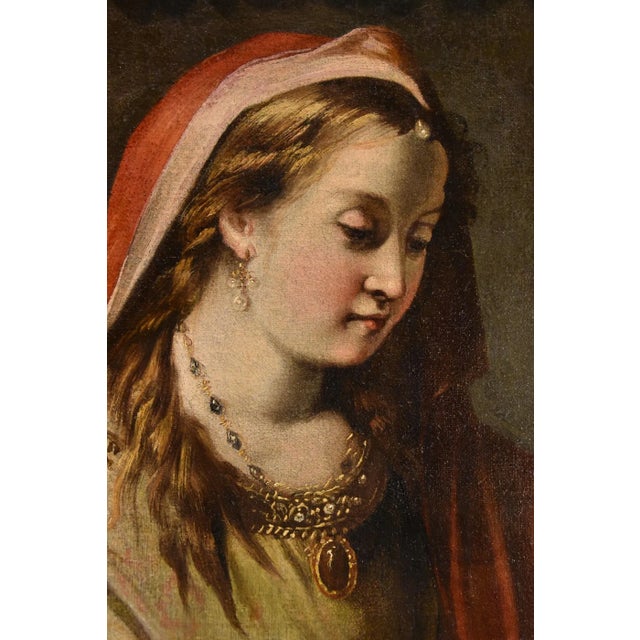 Gaspare Diziani, Portrait of Princess Diziani, 1730, Oil on Canvas For Sale - Image 9 of 14