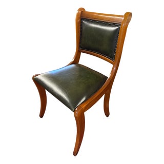 Vintage English Green Library Chair For Sale