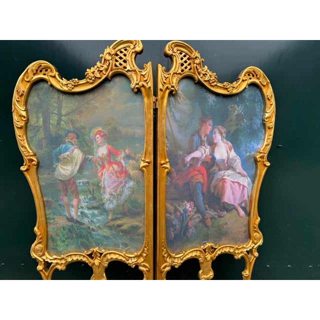 Gold 1960 French Louis XVI Gold Beech Screen Room Divider - 2 Panels For Sale - Image 8 of 17