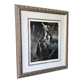 Mid 20th Century Rembrandt Van Rijn Descent From the Cross, Etching Reproduction For Sale
