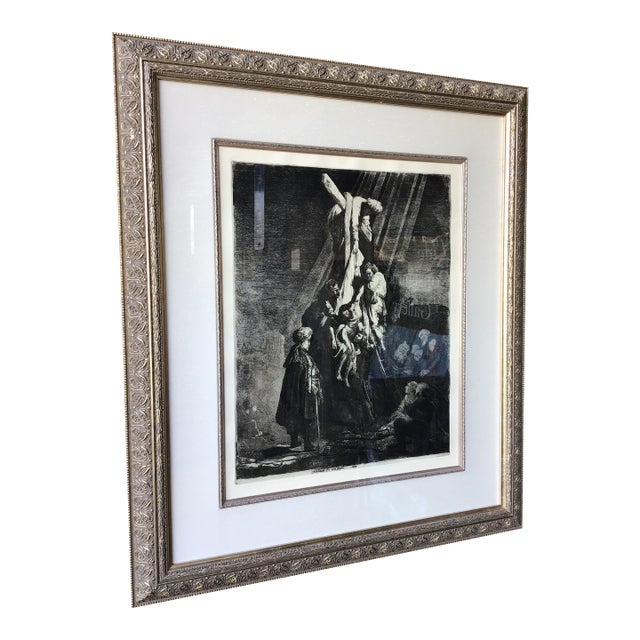 Mid 20th Century Rembrandt Van Rijn Descent From the Cross, Etching Reproduction For Sale