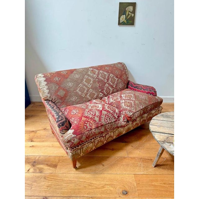 Antique Kilim Covered Two-Seater Sofa For Sale - Image 4 of 9