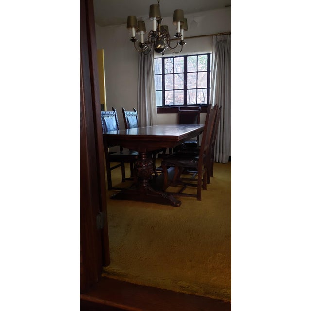 1930s 1930s Oak Dining Table With Chairs For Sale - Image 5 of 7