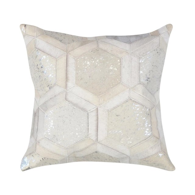 2020s Pasargad Home Safari Cowhide Silver Pillow For Sale - Image 5 of 5
