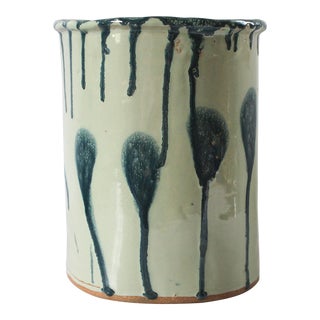 Vintage Studio Pottery Drip Glaze Vessel or Vase For Sale