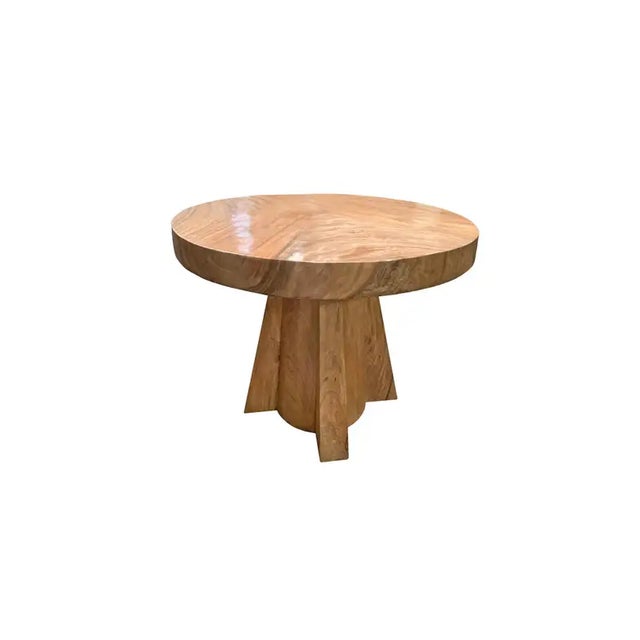 Contemporary Sculptural Suar Wood Round Table, Natural Finish For Sale - Image 3 of 5