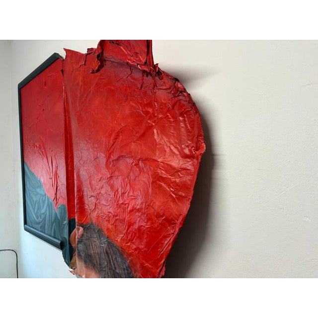 Natasha Lelenco, Fragmented Portrait with Red Surface Expansion Inspired by the Dream of Ariadne, 2023, Mixed Media For Sale - Image 4 of 12
