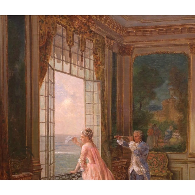 19th C. Genre Oil on Canvas Painting in Giltwood Frame Signed Amédée Greux For Sale - Image 4 of 11