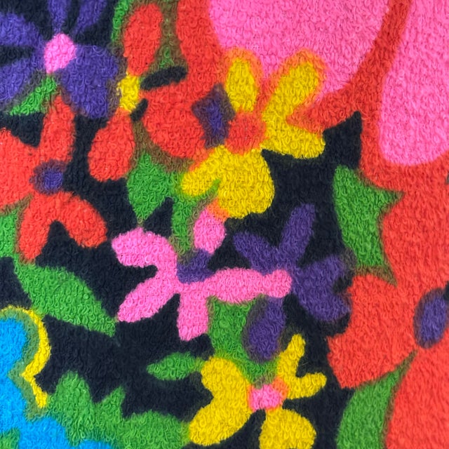 Mushroom Ottoman in Colorful Floral Mid Century Vintage Fabric For Sale - Image 12 of 15