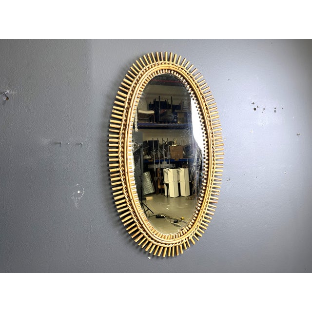 Boho Chic Mid-Century Bamboo Mirror, 1960s For Sale - Image 3 of 9