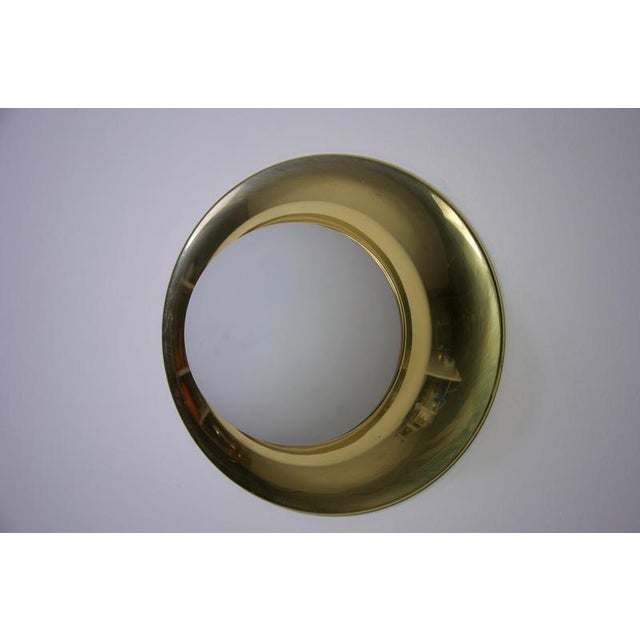 Gold Brass and Opaline Glass Flush Mount by Glashütte Limburg, 1960s For Sale - Image 8 of 14