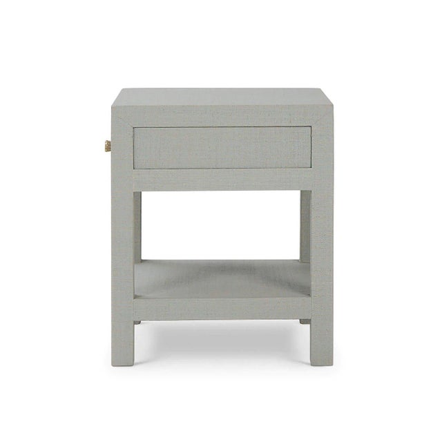 Wood Pair of Pale Blue Wash Raffia Wrapped Nightstands For Sale - Image 7 of 12