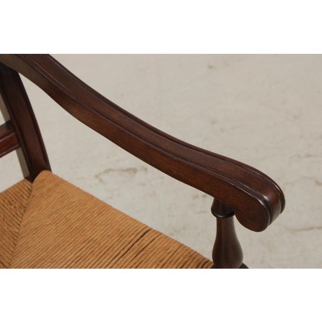 Textile Set of 8 Country Queen Anne Rush Seat Dining Chairs For Sale - Image 7 of 18