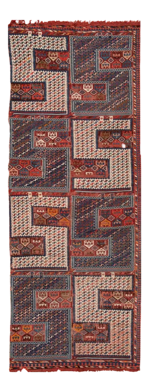 Late 19th Century Antique Caucasian Verneh Sileh Soumak Rug 4 X 10