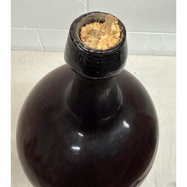 Large Rare Antique 1800's Hand Blown Amber Glass Demijohn Carboy Wine Bottle Jar For Sale - Image 11 of 13