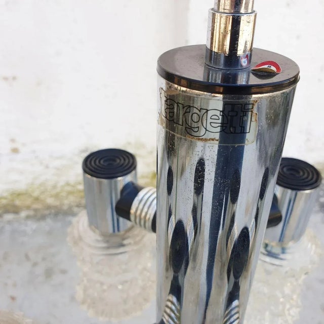 Mid-Century Modern Vintage Chrome Plated and Cut Glass Ceiling Lamp from Targetti, 1970s For Sale - Image 3 of 13