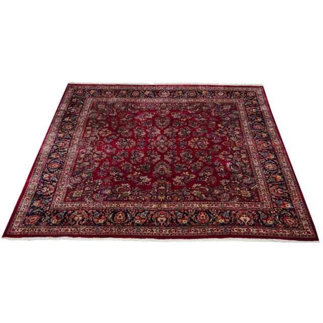 Textile Vintage Fine Sarouk Square Rug - 11'10" X 11'10" For Sale - Image 7 of 11
