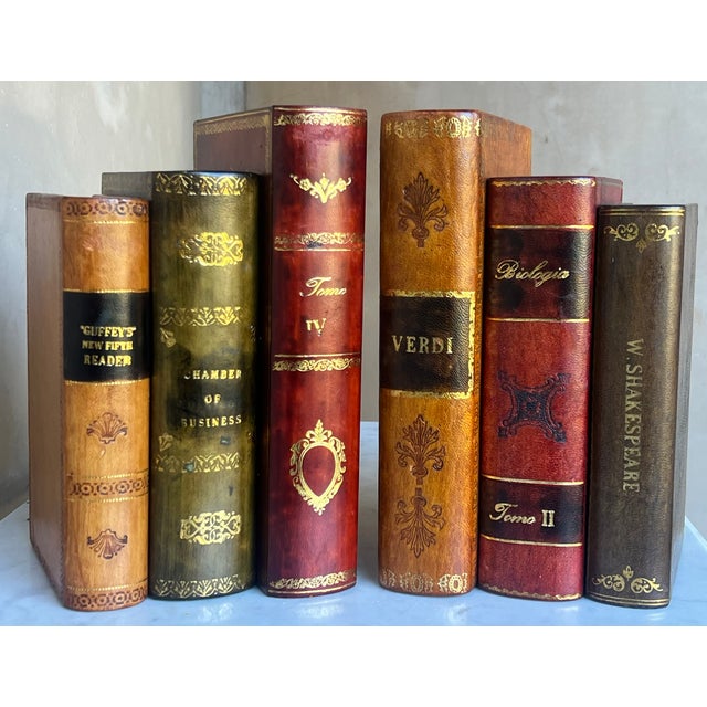 Animal Skin Vintage Italian Leather Bookends-Set of 2 For Sale - Image 7 of 13