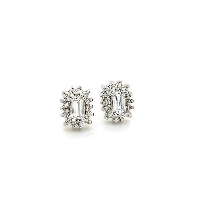 Natural Sapphire Diamond Stud Earrings 14k W Gold 0.94 TCW Certified For Sale In New York - Image 6 of 16