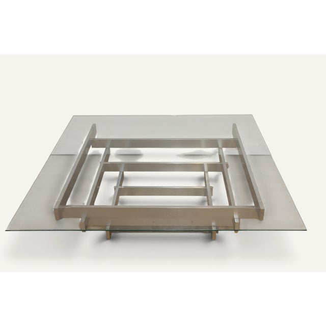 Sculptural Coffee Table in Brushed Aluminum and Glass, 1970s For Sale - Image 15 of 18