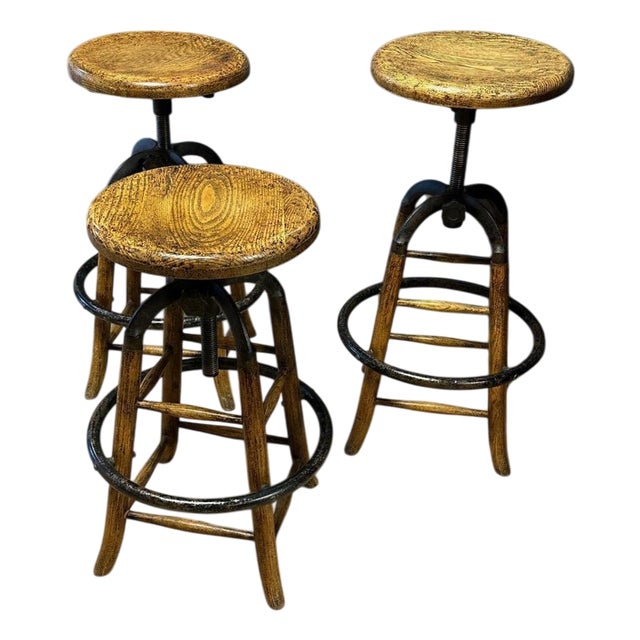 Vintage Industrial Stools, Set of 3 For Sale