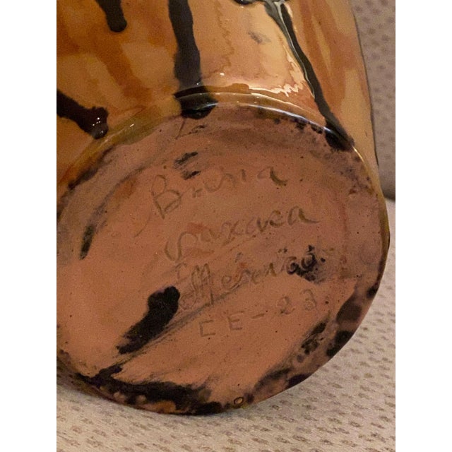 Ceramic Vintage 1970s Brena Oaxaca Mexico Deco Tricolor Drip Glaze Vase For Sale - Image 7 of 10