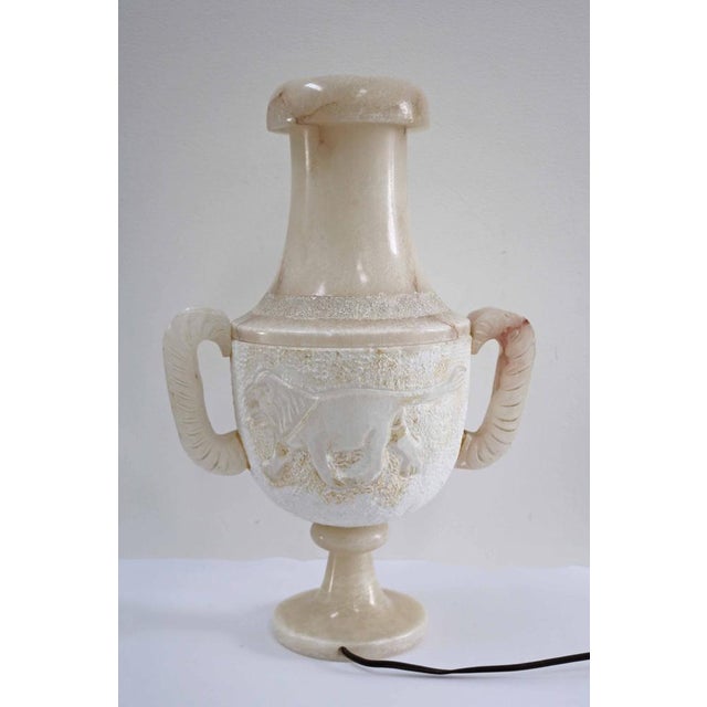 Cream Large Illuminated Alabaster Amphora Table Lamp, 1970s For Sale - Image 8 of 8