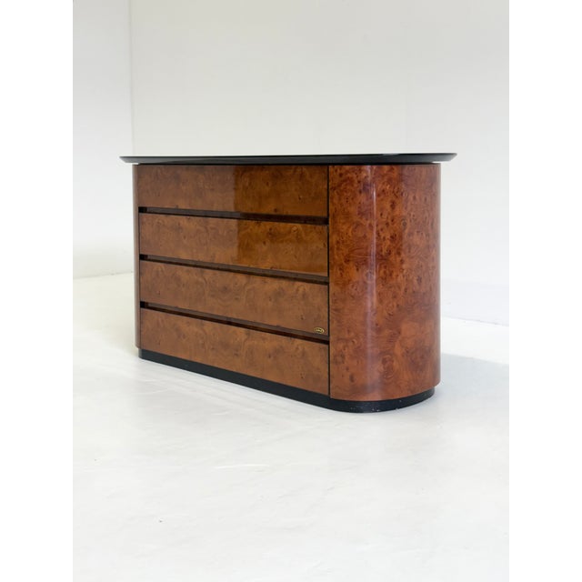Vintage Chest of Drawers in Lacquered Burl Wood with Bar by Voltan, 1970s For Sale - Image 4 of 10