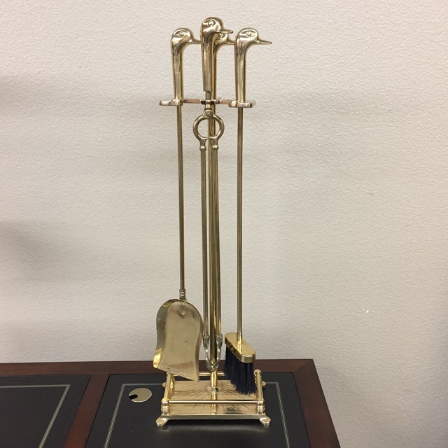 Brass Duck Head Fireplace Tools Set of 4 Chairish