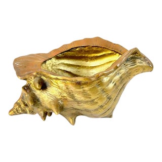 Vintage Large Brass Sea Shell Planter For Sale