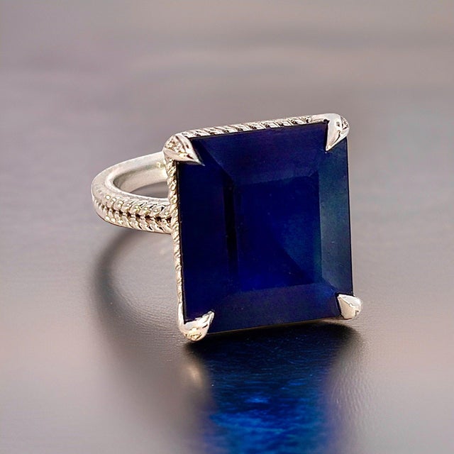 Natural Solitaire Sapphire Ring 6.5 14k W Gold 7 TCW Certified For Sale In New York - Image 6 of 18