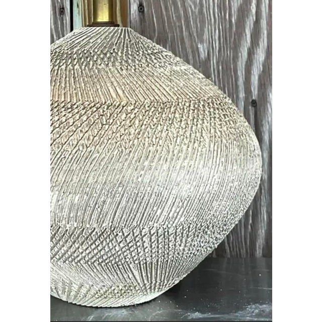Vintage Scored Ceramic Table Lamp For Sale - Image 12 of 12