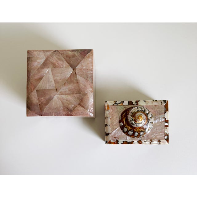 Contemporary Vintage Gumps Penshell Boxes, Set of 2 For Sale - Image 3 of 13