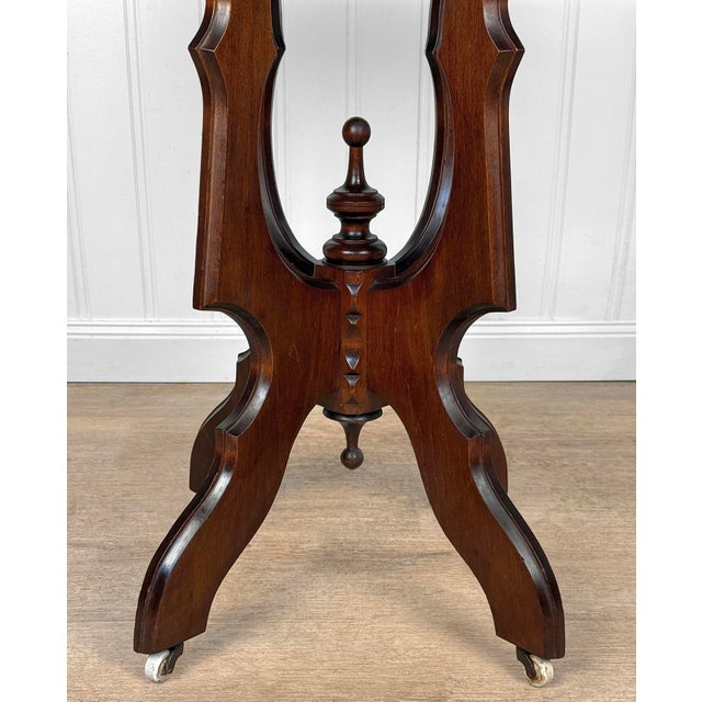 Antique Eastlake Victorian Walnut Carved Parlor Side Table For Sale - Image 12 of 14